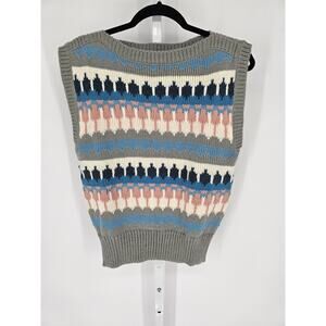 HydePark Women's Multicolor Round Neck Sleeveless Designed Rib Knit Vest Size L